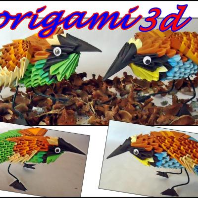 Couple d'oiseaux / Couple birds / Vogel paar Origami 3D