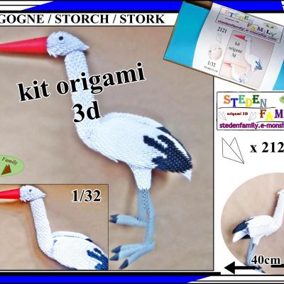 KIT ORIGAMI 3D  CIGOGNE / STORCH / STORK 2121 PCS
